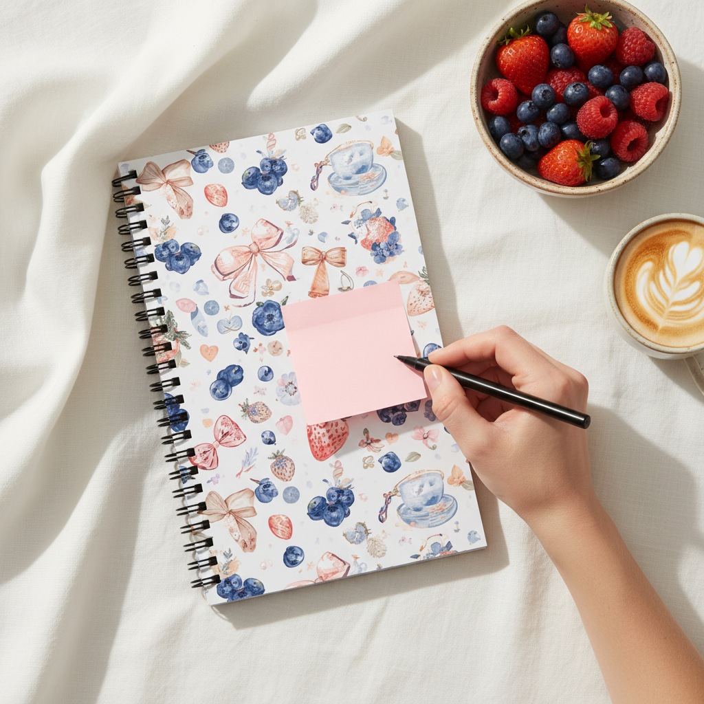 Berries & Cream Notebook - Berries & Latte Mockup